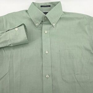 Brooks Brothers Regent Fit Irish Linen Cotton Shirt Sage Green Men Large 16.5-34